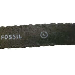 Fossil Womens Black Leather Scalloped Edge Belt Silver Heart Buckle BT4028001 L